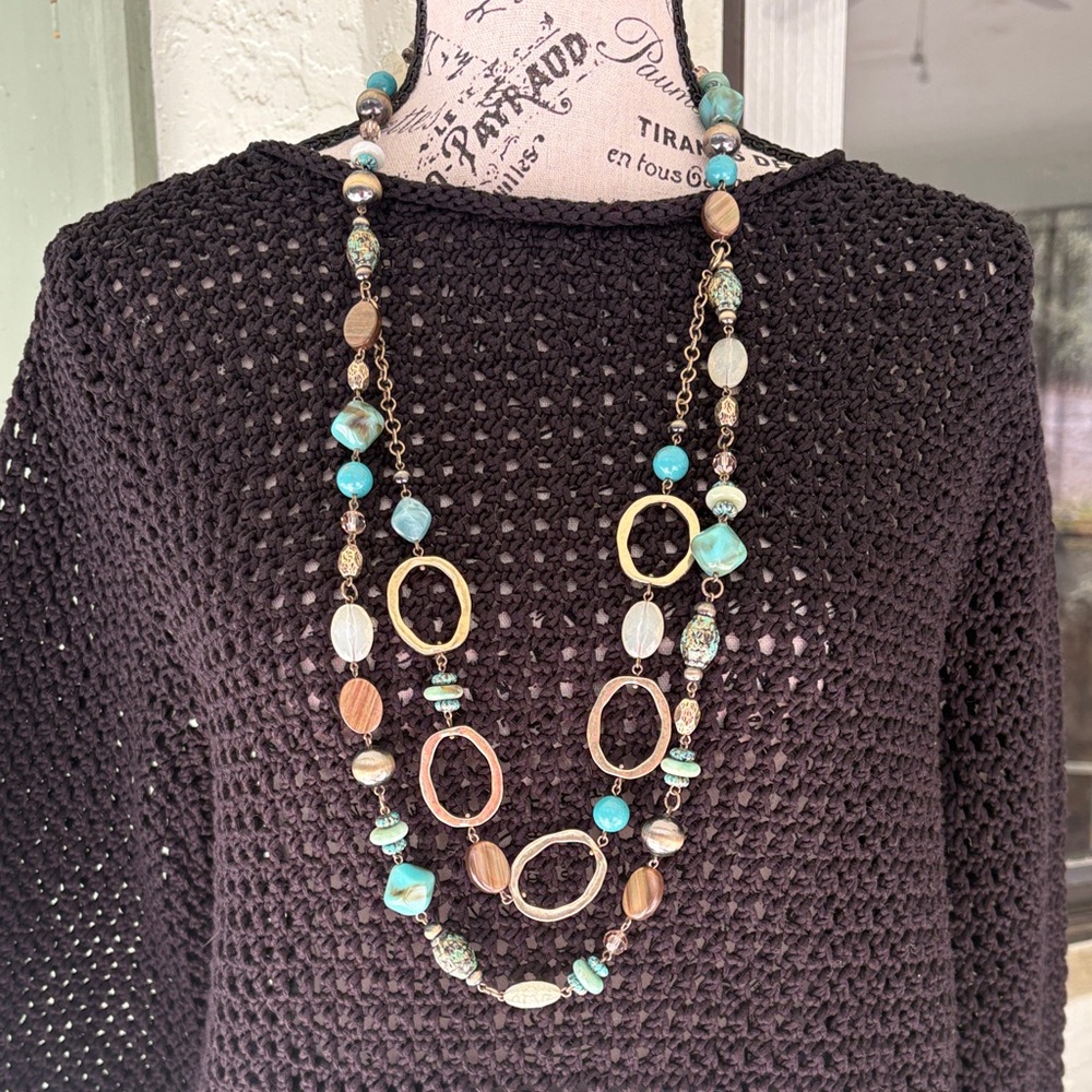 Unbranded Costume Multi-Color Beaded 2 Layer Long Necklace